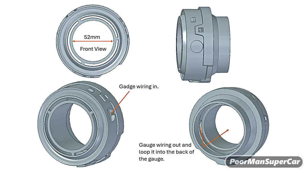 Boost Gauge Mount 52mm for Air Vent - Toyota Supra Mk4 - Image 5